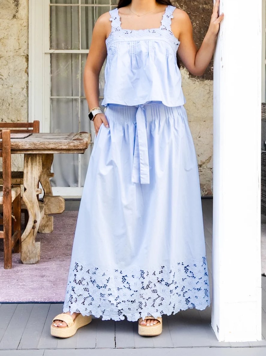 En Saison Lucy Maxi Skirt in Baby Blue size Small