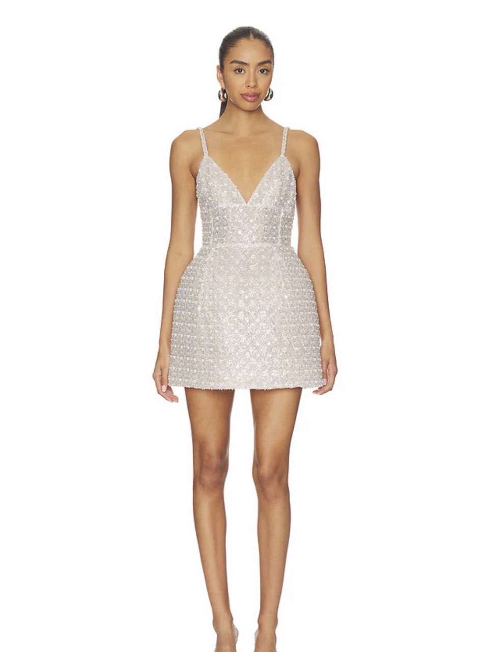 Silver crystal-embellished mini dress