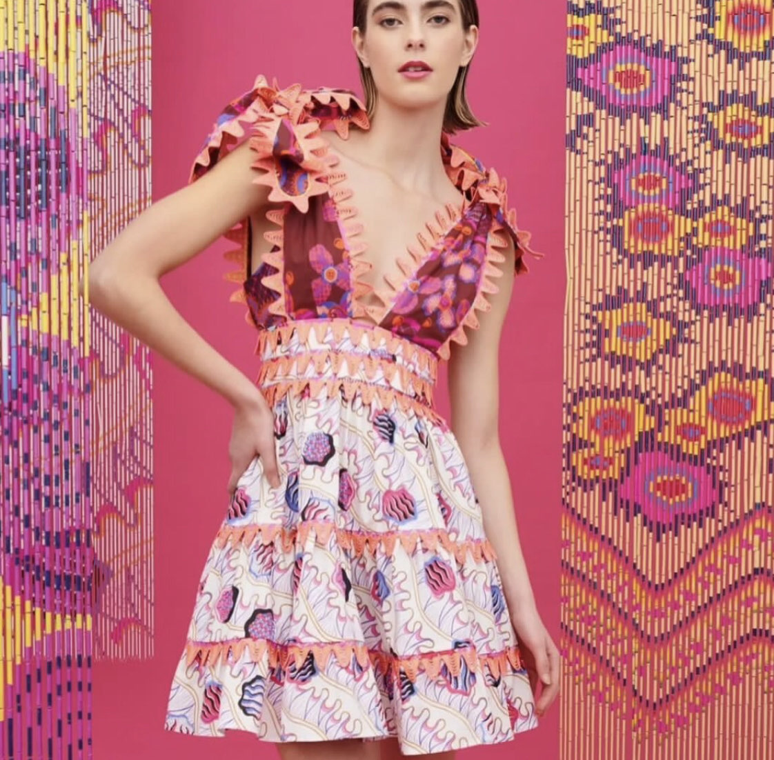 Farm Rio Ruffle Tiered Mini Dress