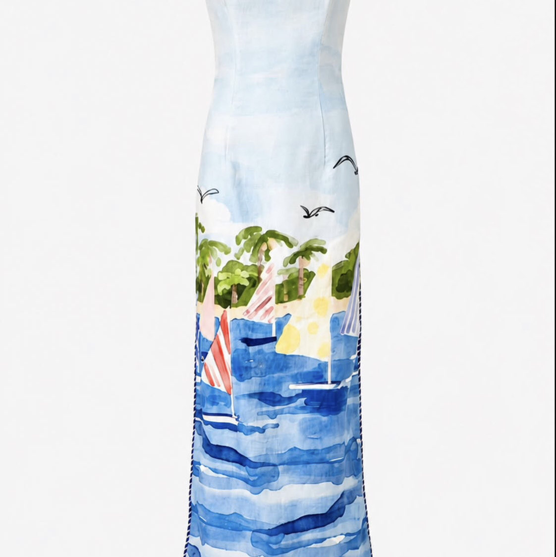 LEO LIN Lilly Pulitzer Strapless Beach Scene Maxi Dress