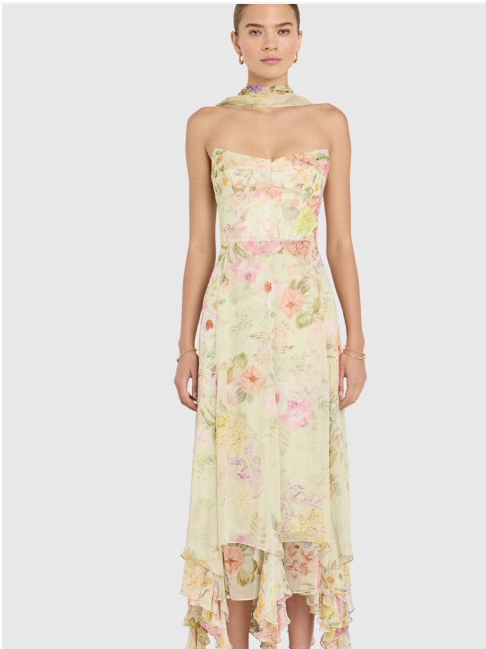 Floral Strapless Midi Dress