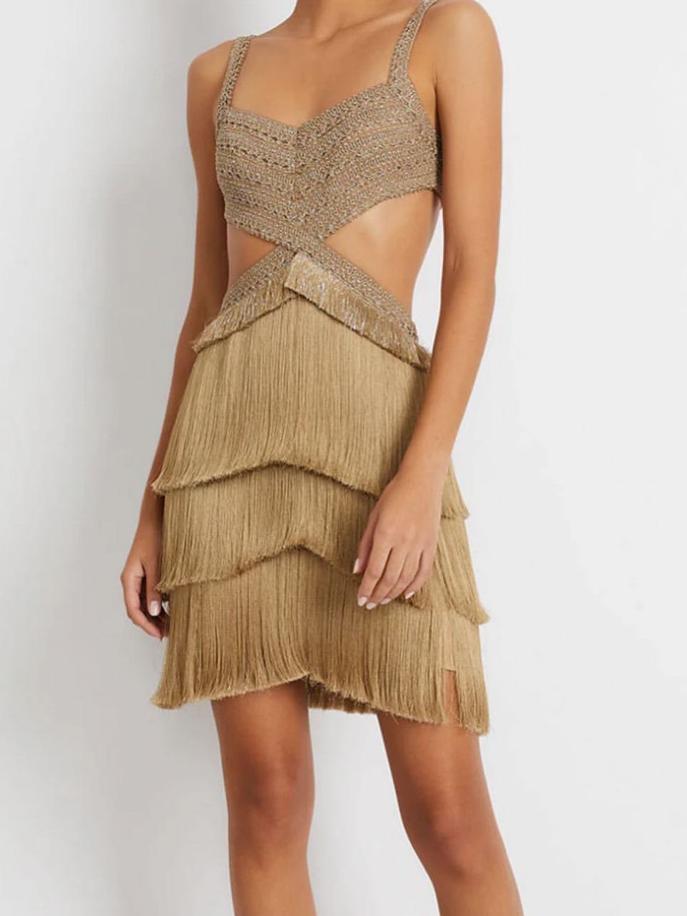 Metallic Fringe Mini Dress