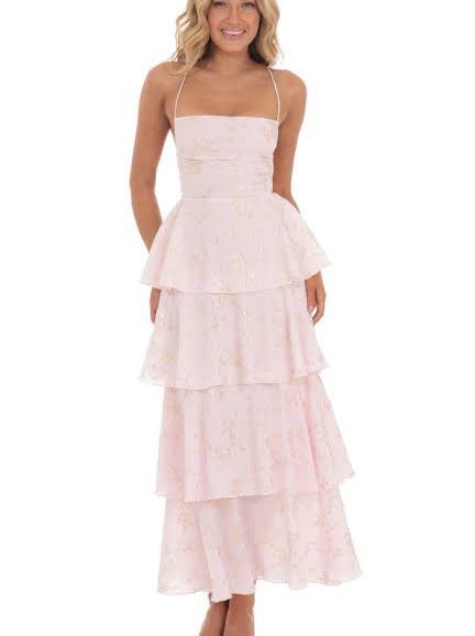 Crinkle foiled floral maxi dress