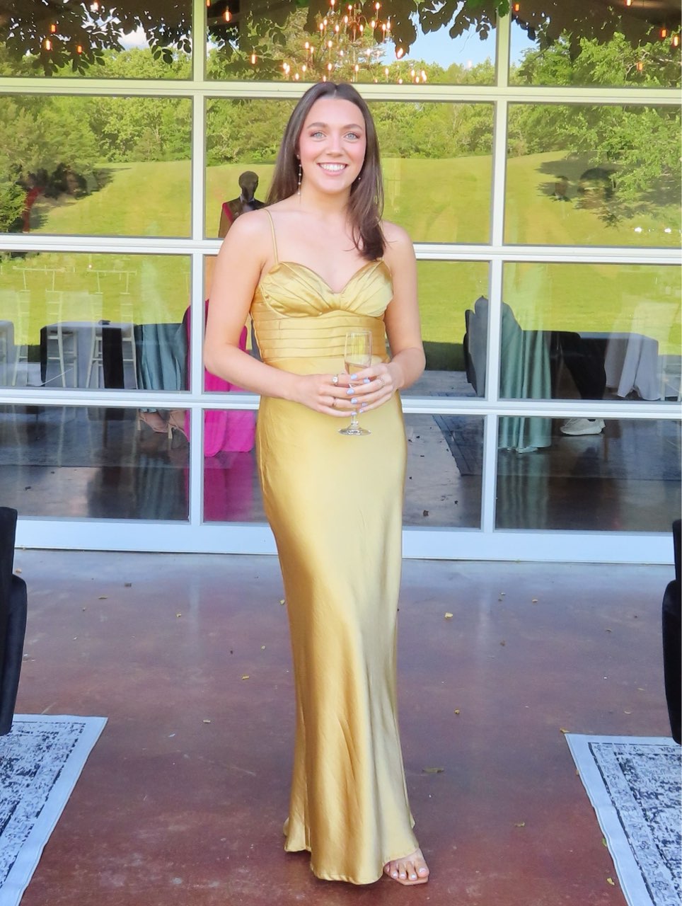 Gold Satin Maxi Dress