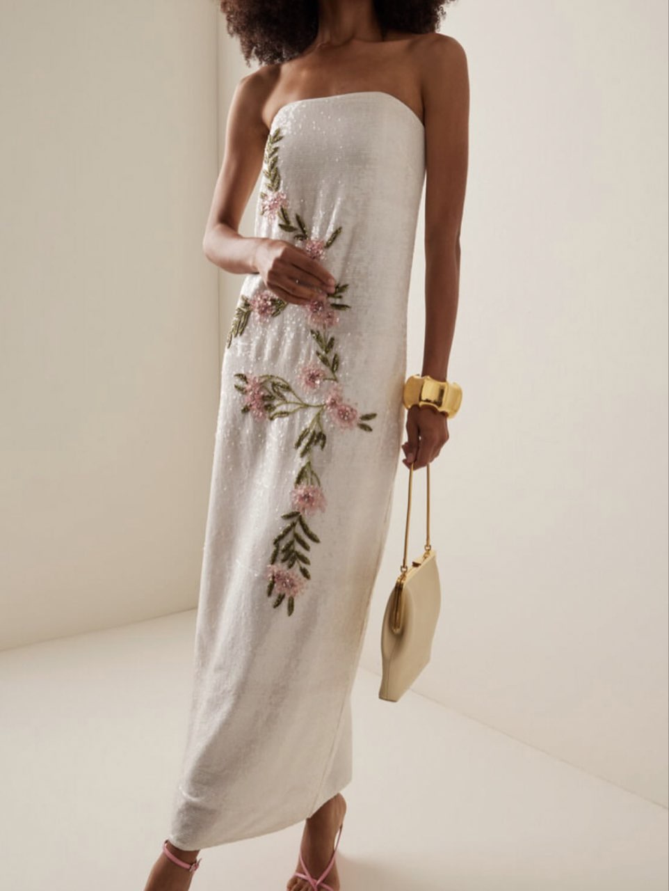 Floral Sequin Strapless Maxi Dress