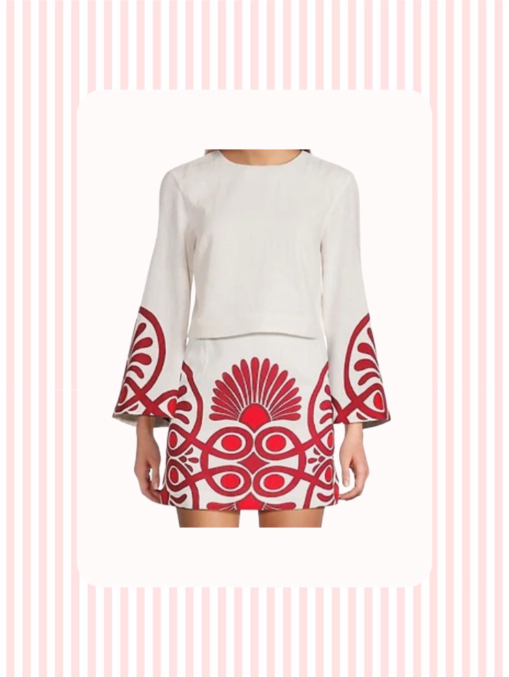 White and Red Embroidered Set