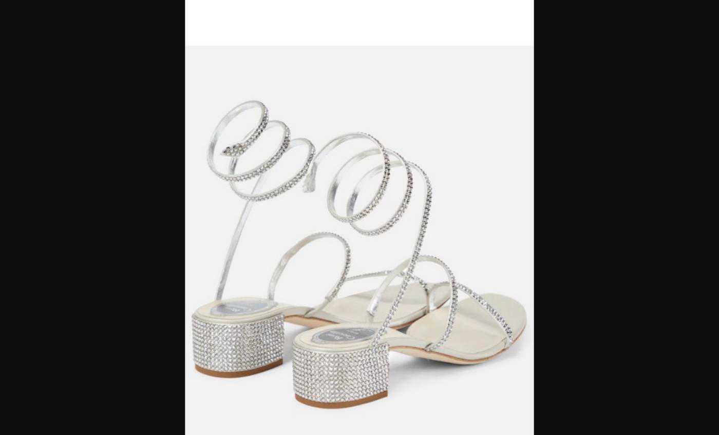 Rene Caovilla Crystal Block-Heel Sandals