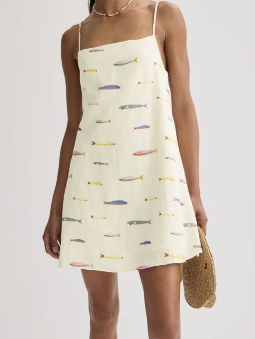 STAUD sardine linen mini dress