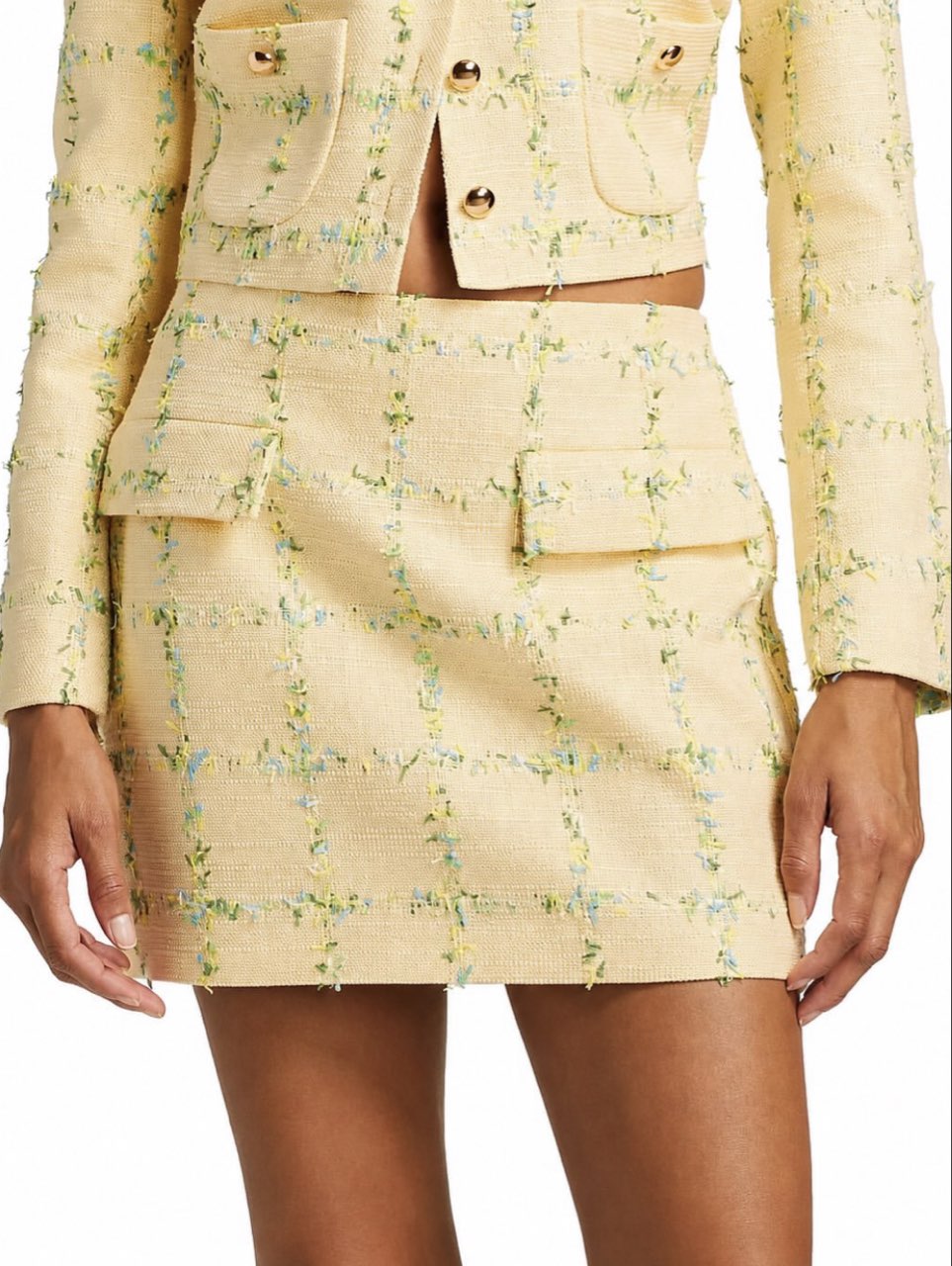Yellow Tweed Mini Skirt