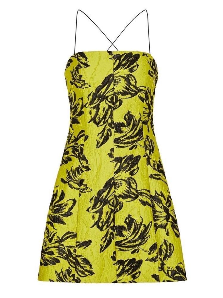 Tayla Floral Jacquared Metallic Structured Mini Dress