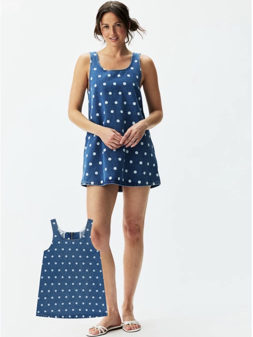 Polka Dot Denim Mini Dress