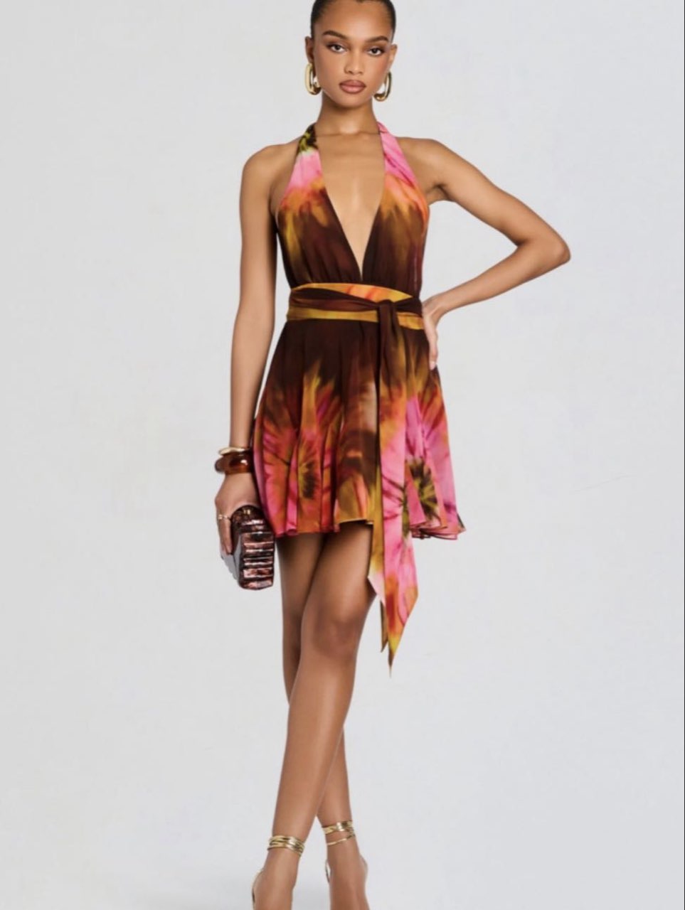Tie-Dye Halter Mini Dress