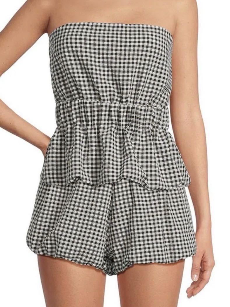Strapless Gingham Top