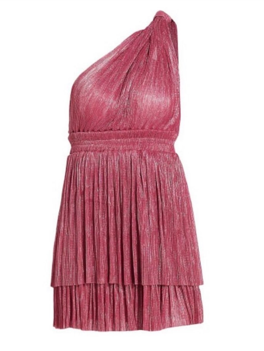 Sabina Musayev pink metallic mini dress