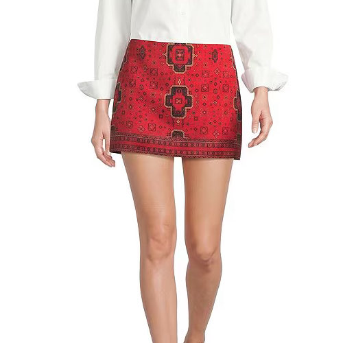 Gianni Bini Hadley Greene Honor Red Geo Print Mini Skirt