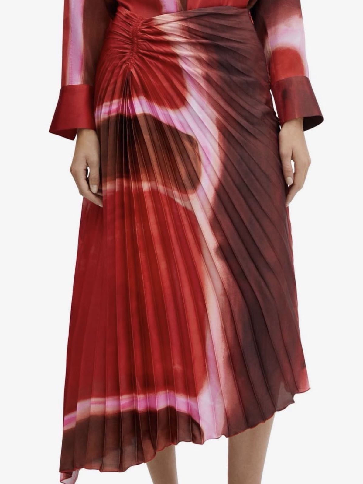 Pleated Pink Asymmetrical Skirt