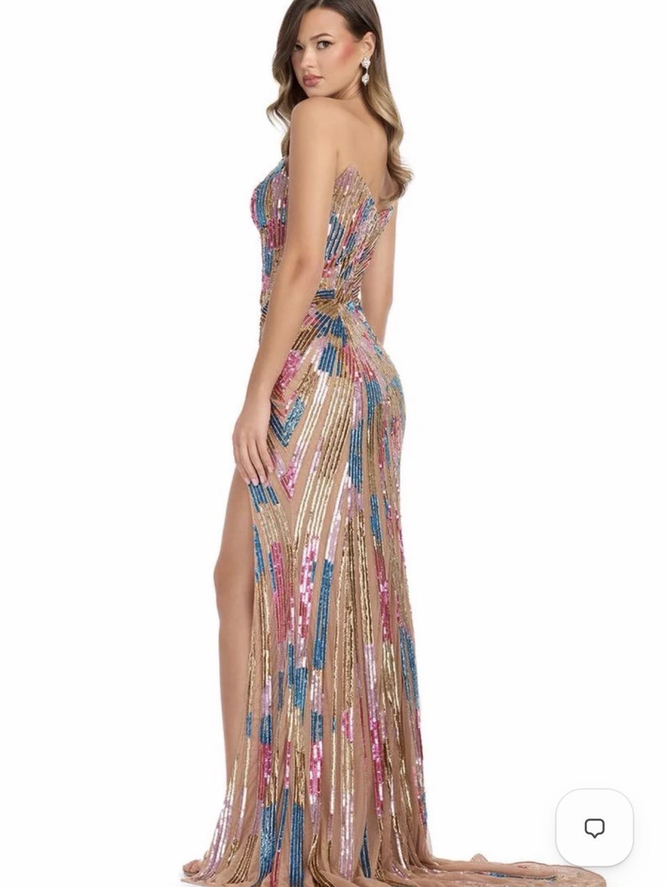 Multi-Color Sequin High-Slit Gown