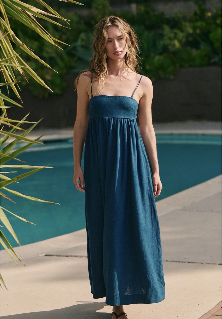 Sandshell Linen Halo Babydoll Midi Dress