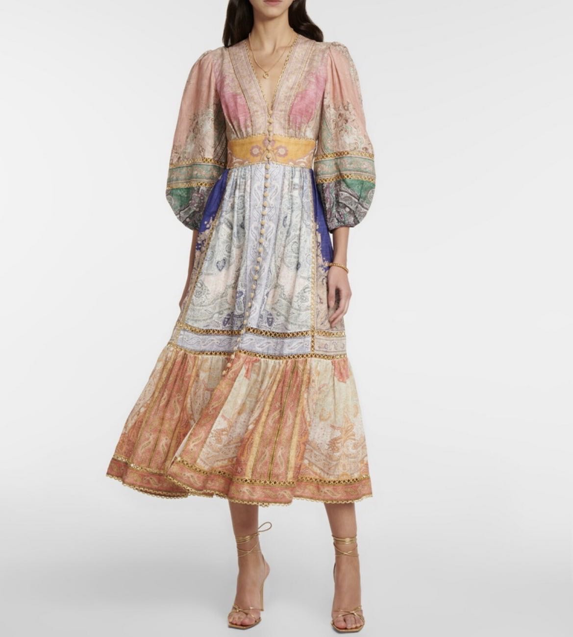 Zimmermann - Anneke Lantern printed linen midi dress