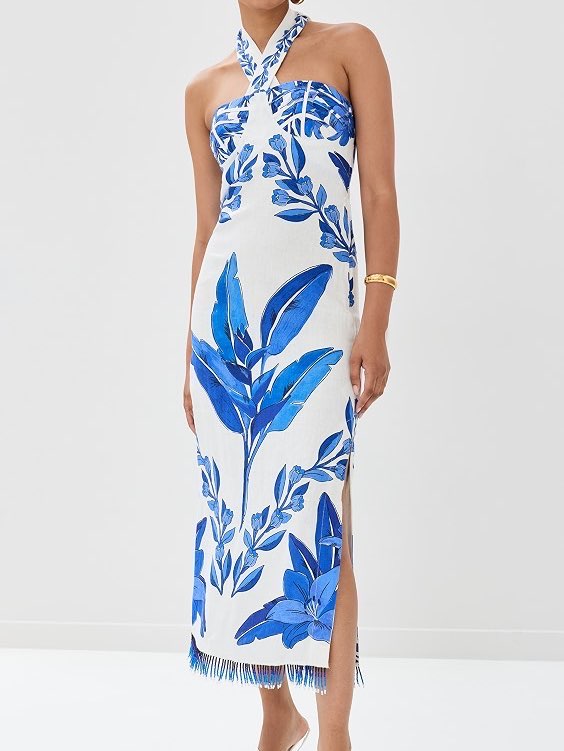 Blue Yard Off-White Sleeveless Maxi Dress