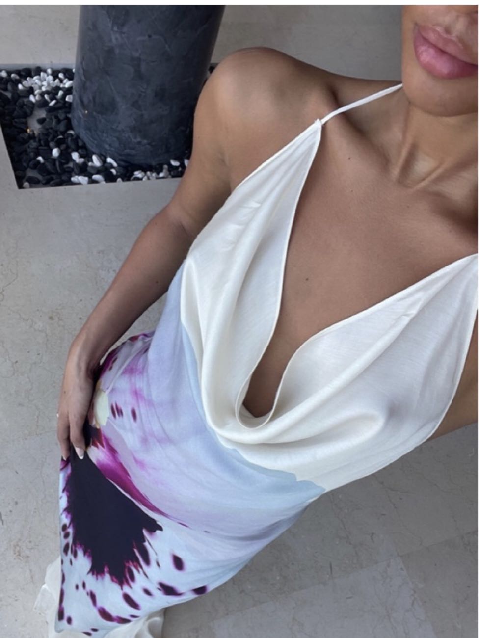 Tie-Dye Satin Slip Dress