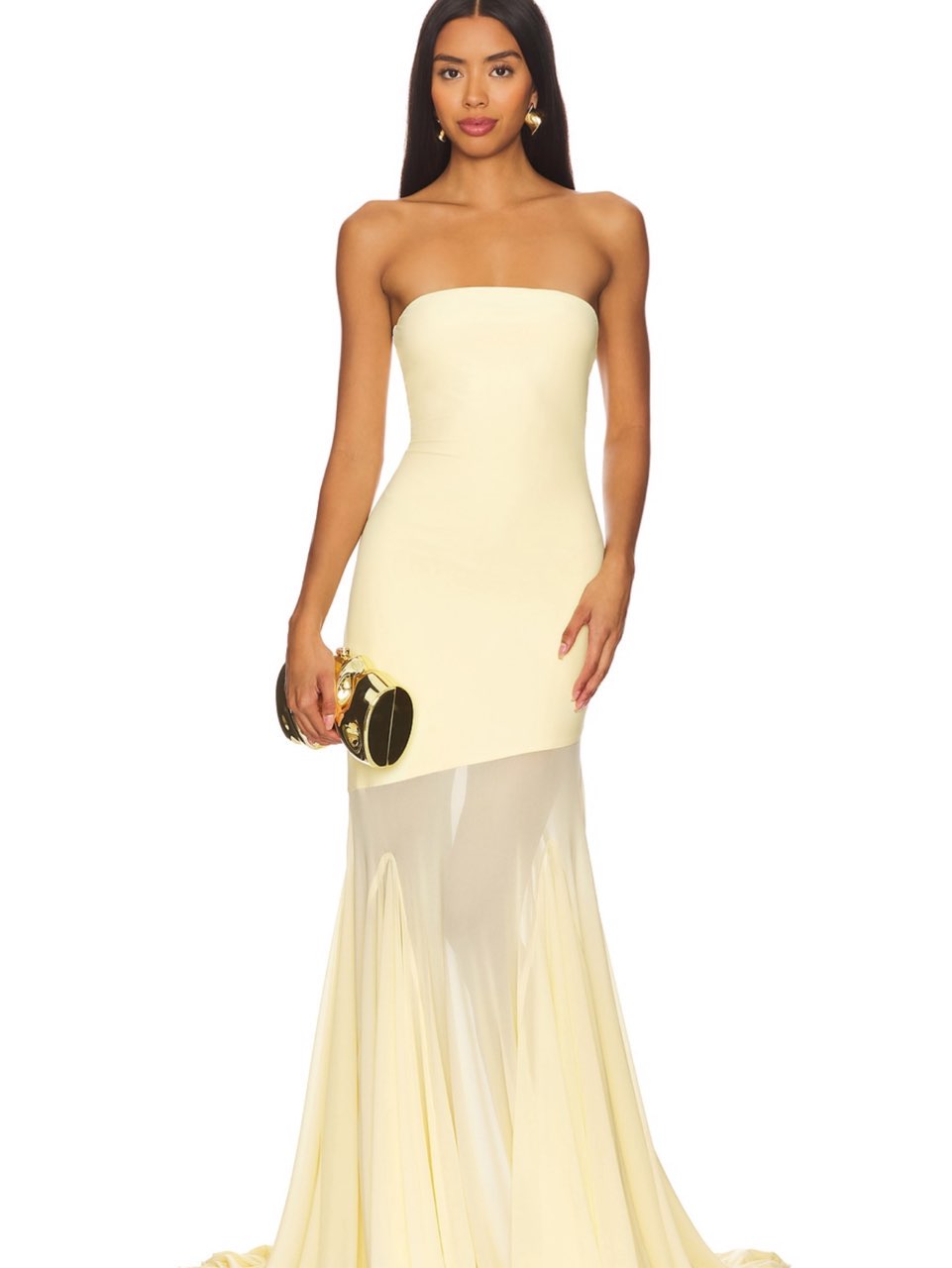 Pale Yellow Strapless Mermaid Gown