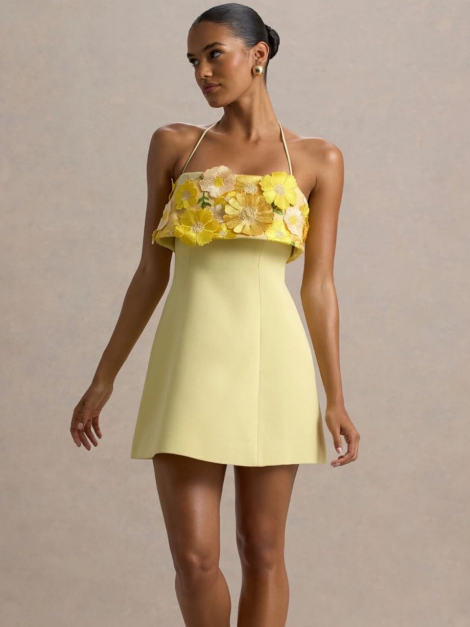 Club L London Shelly Lemon Floral dress