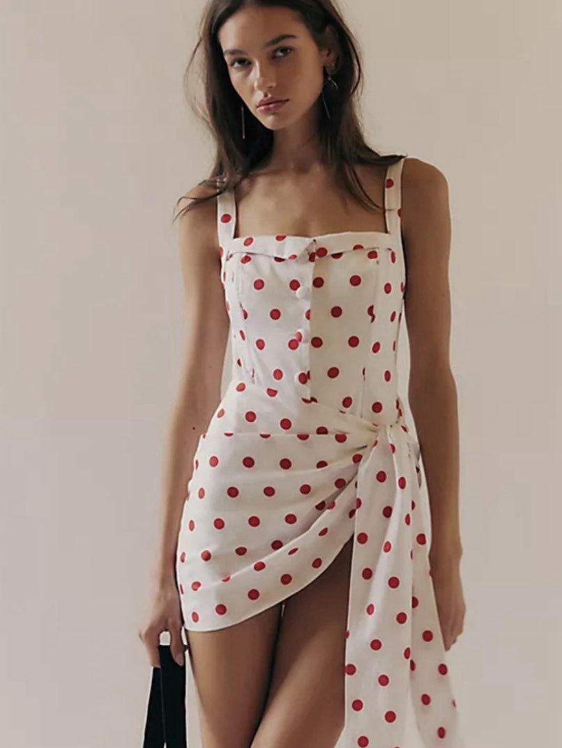 White and Red Polka Dot Mini Dress