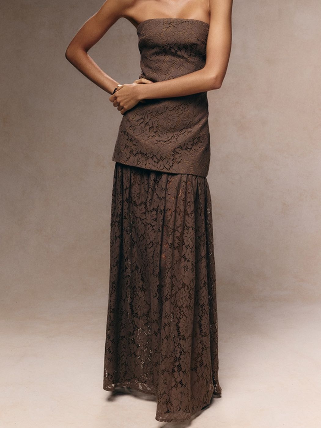 Brown Lace Maxi Dress