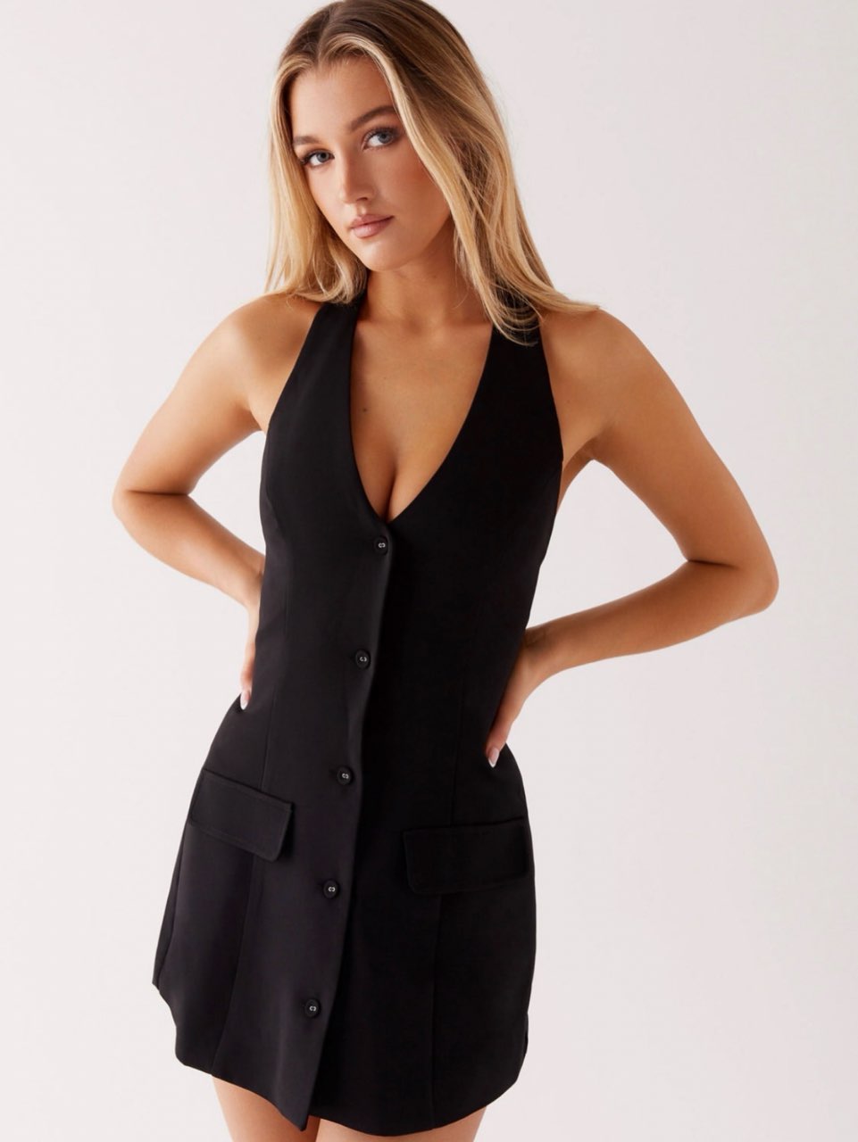 Black Halter Blazer Mini Dress