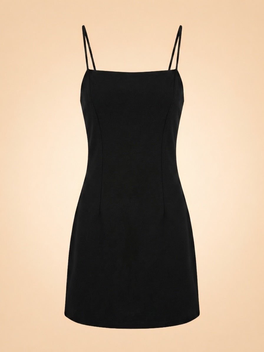 Black Square Neck Mini Dress