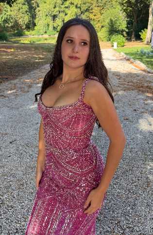 Fuchsia Beaded Formal Gown