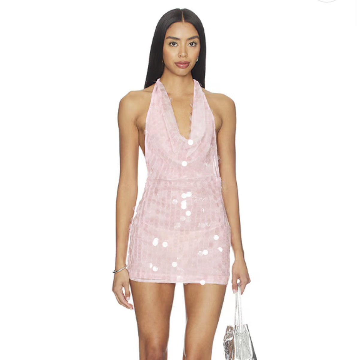 Revolve Pink Sequin Halter Mini Dress