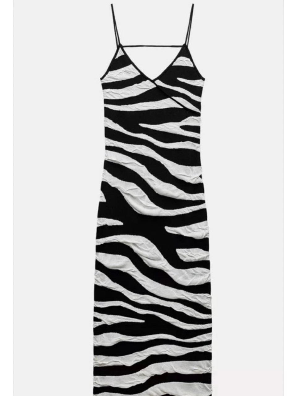 Zara Wrinkle-Effect Knit Zebra Print Dress