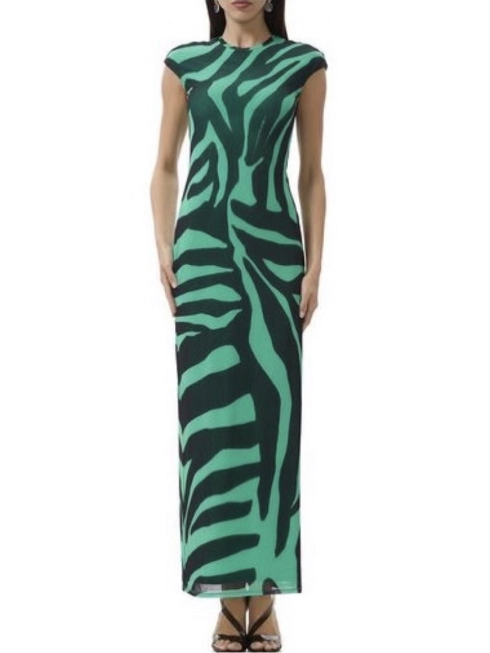 Green and Black Zebra Print Maxi Dress