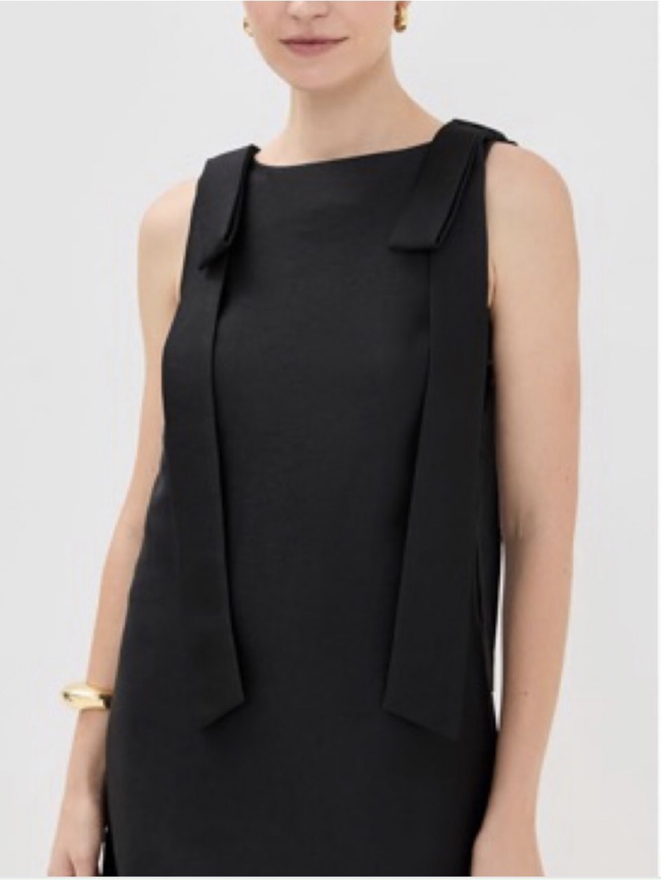 Black Bow-Shoulder Shift Dress