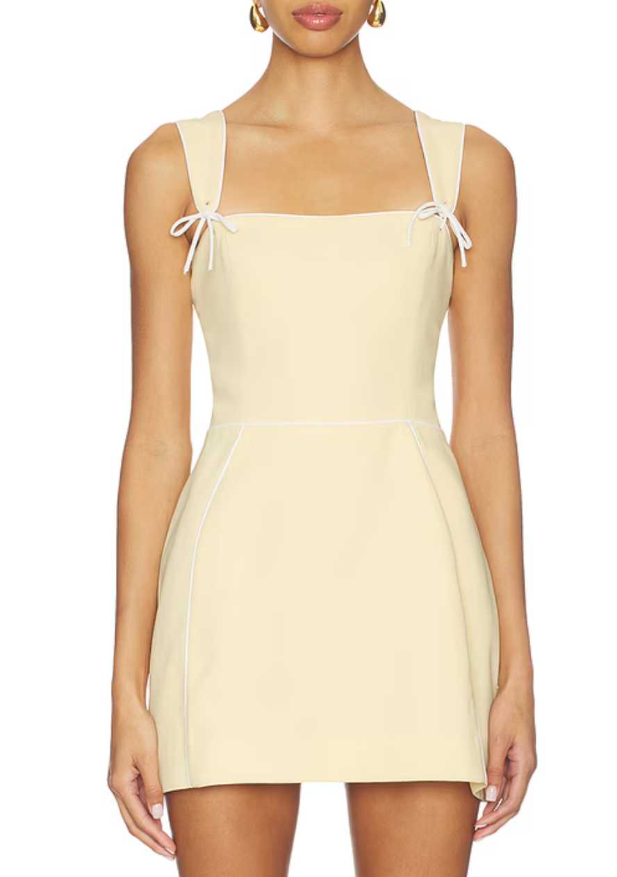 Light Yellow Tie-Strap Mini Dress