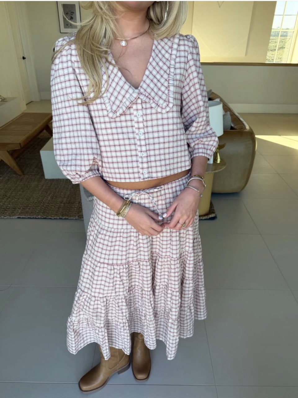 Shop Fancy Plaid Maxi Skirt set