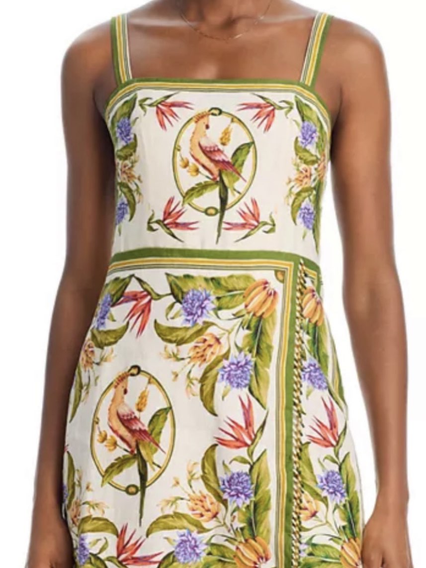 Tropical Bird Print Mini Dress