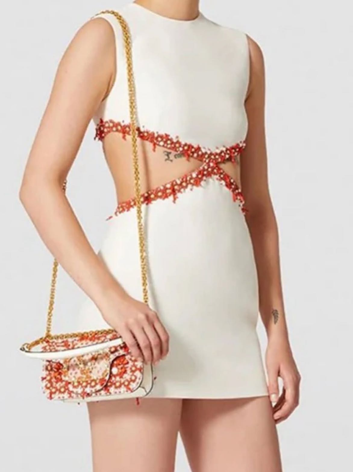 Orange and White cut out dress