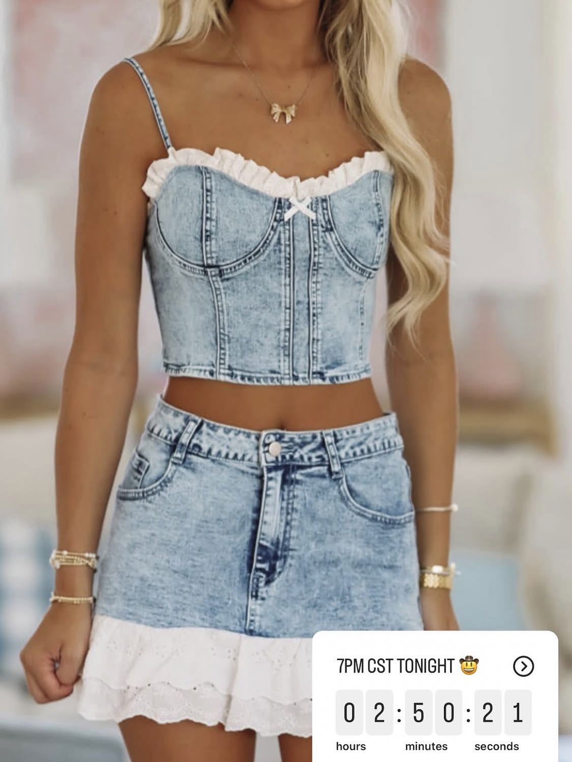 Denim Crop Top and Mini Skirt Set