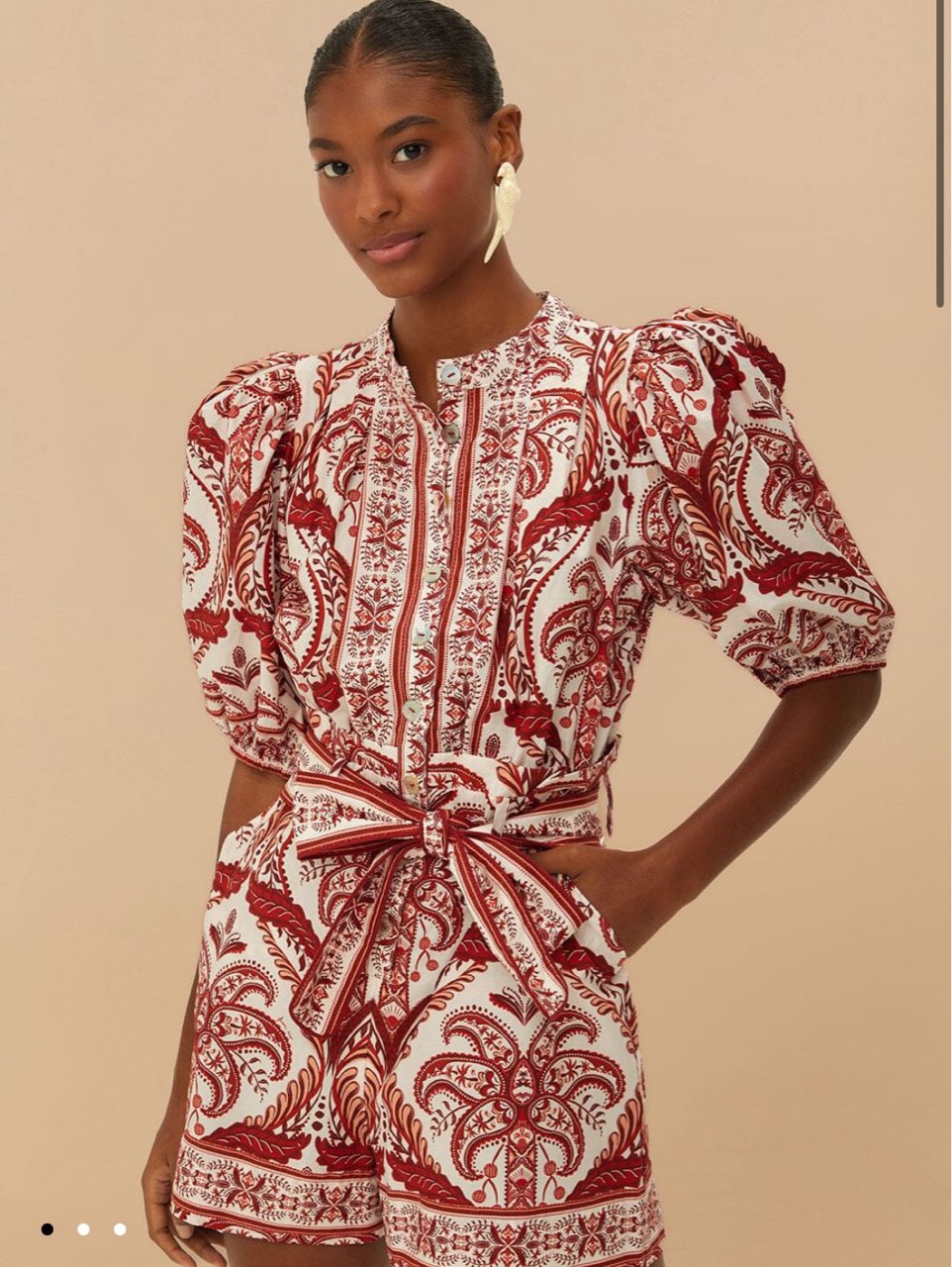 Red and White Farm Rio Romper
