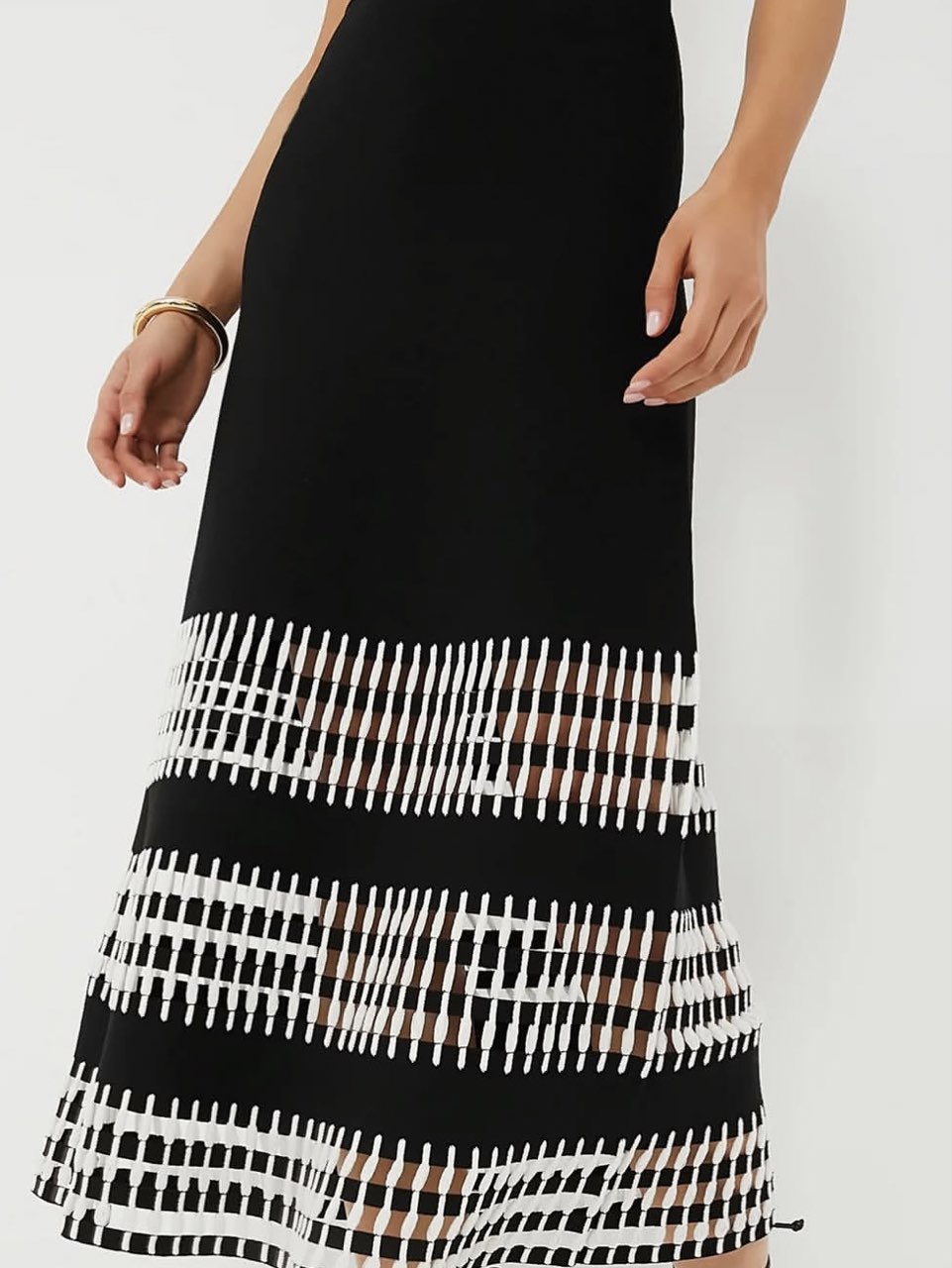 Black and White Patterned Midi Skirt