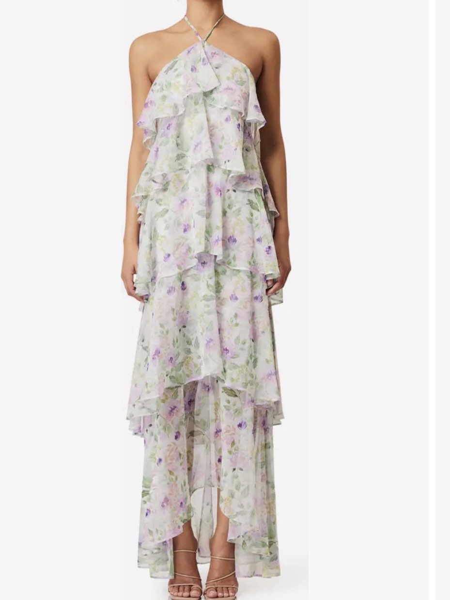 Floral Tiered Halter Dress