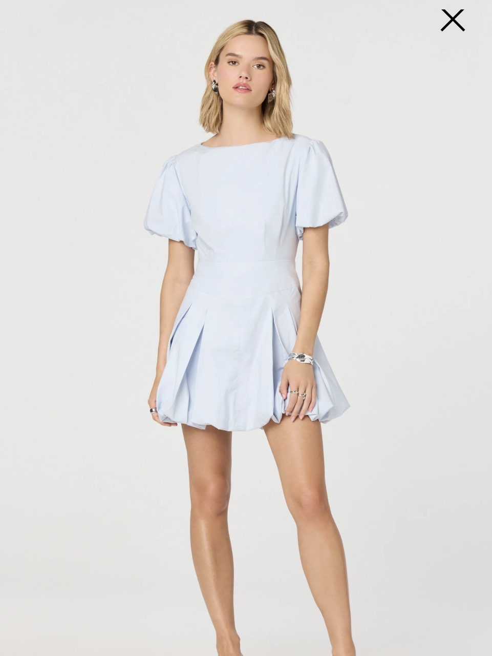 Kattie Puff Sleeve Bubble Hem Mini Dress