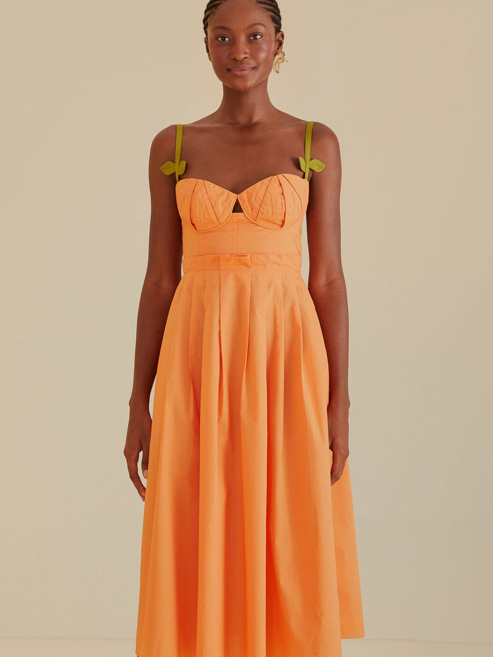 Corset Pleated Sleeveless Midi Dress