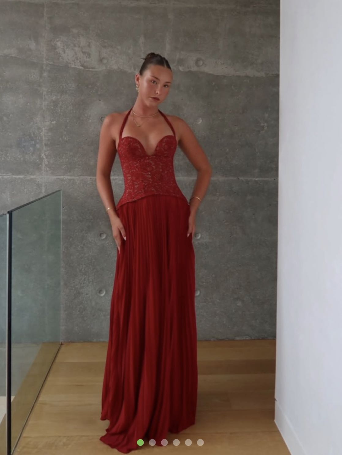 Red Lace Halter Maxi Dress