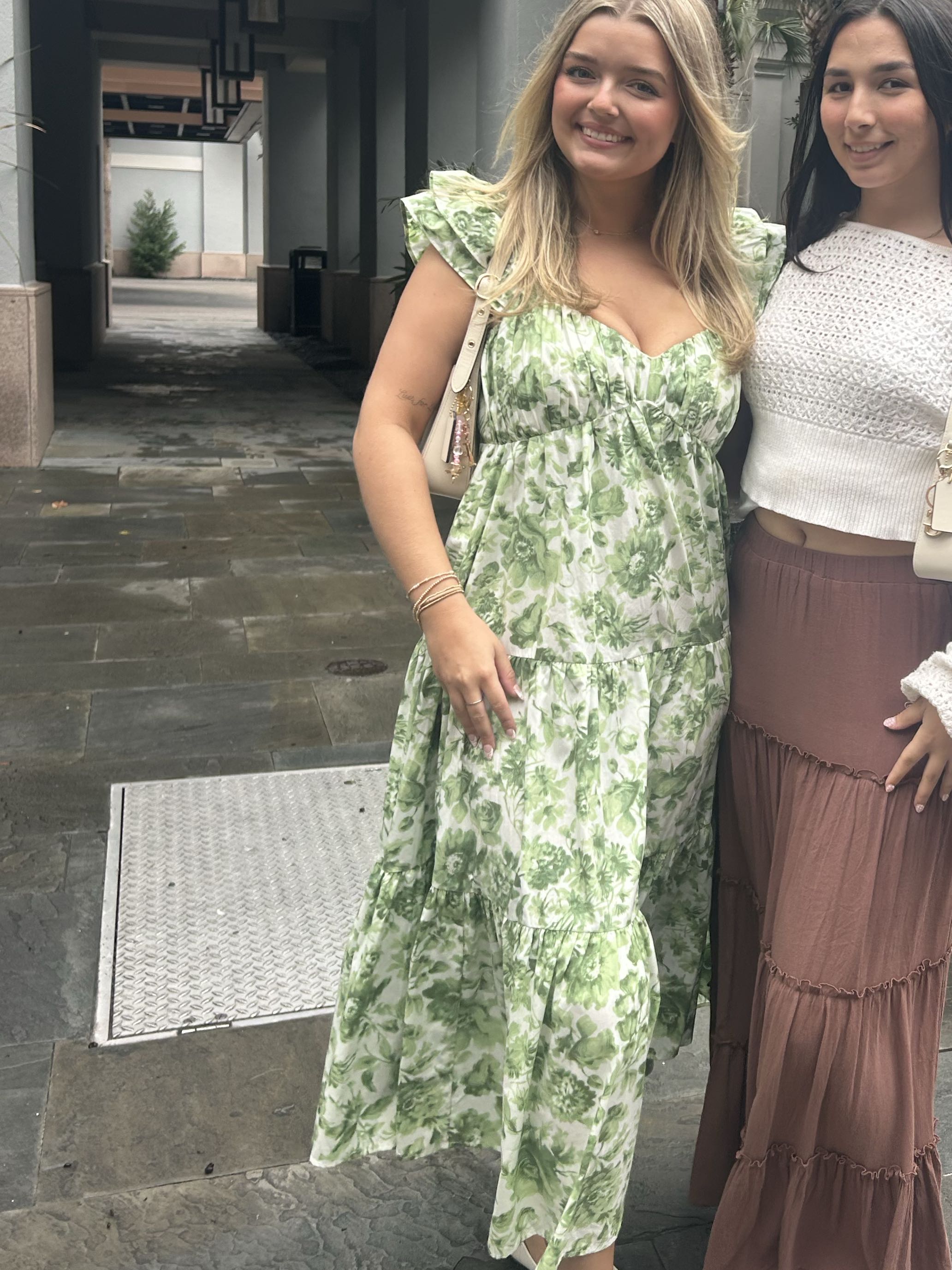 Abercrombie Green Floral Midi Dress