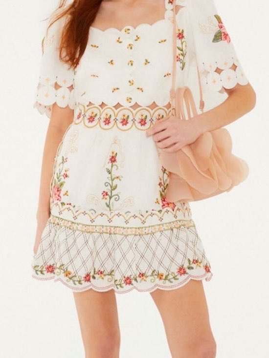 Embroidered Scalloped Mini dress