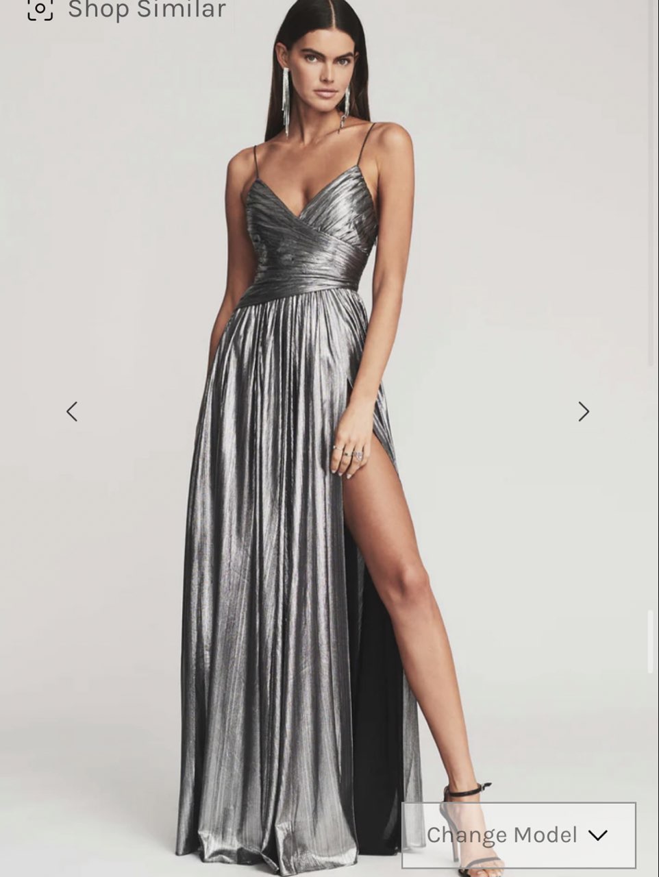 Metallic Pleated Maxi Gown